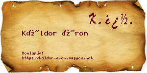 Káldor Áron névjegykártya