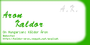 aron kaldor business card