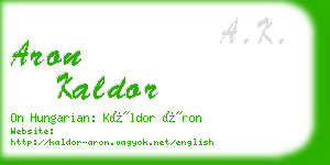 aron kaldor business card